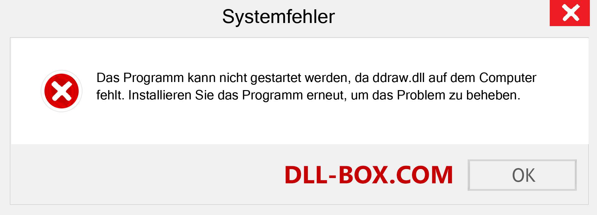 ddraw.dll-Datei fehlt?. Download für Windows 7, 8, 10 - Fix ddraw dll Missing Error unter Windows, Fotos, Bildern